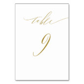 Minimalistisch White Gold Elegant Script No. 9 Wed Kaart (Achterkant)