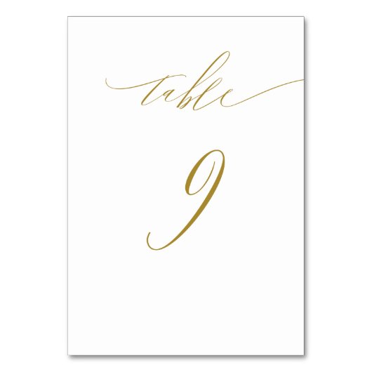 Minimalistisch White Gold Elegant Script No. 9 Wed Kaart (Voorkant)