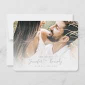 Minimalistisch White Overlay Dusty Blue Script & P Save The Date (Voorkant)