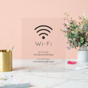 Minimalistisch Wi-Fi-netwerk & wachtwoord Acryl Bord
