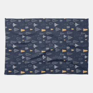 Minimalistisch winter kerstboom patroon theedoek