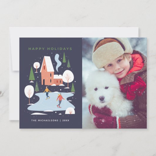 Minimalistisch winters vakantietafereel feestdagenkaart (Voorkant)