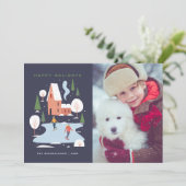 Minimalistisch winters vakantietafereel feestdagenkaart (Staand voorkant)