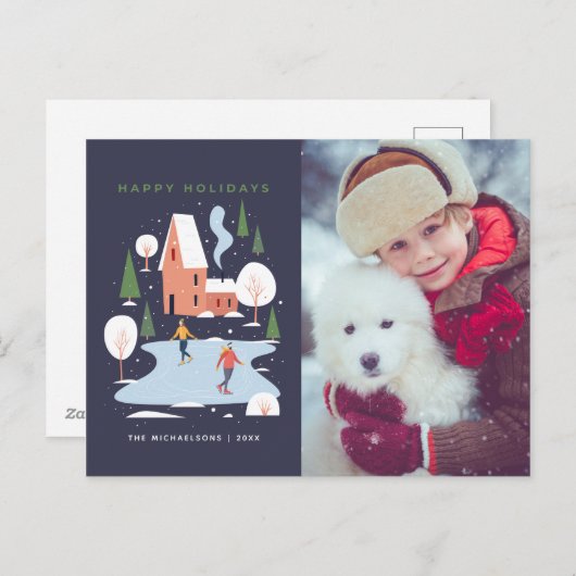 Minimalistisch winters vakantietafereel feestdagenkaart (Voorkant / Achterkant)