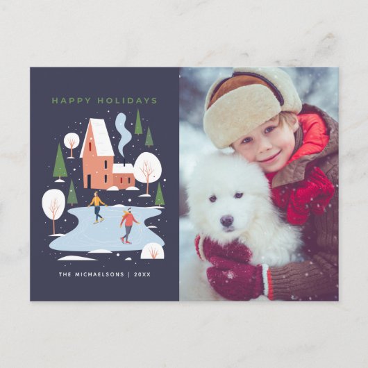 Minimalistisch winters vakantietafereel feestdagenkaart (Voorkant)