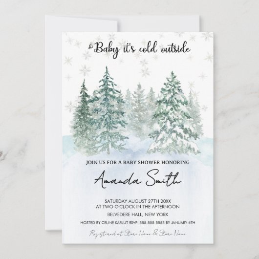 Minimalistisch wintersneeuw Baby shower Kaart (Voorkant)