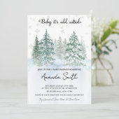 Minimalistisch wintersneeuw Baby shower Kaart (Staand voorkant)