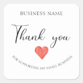 Minimalistisch Wit Bedankt Custom Business Vierkante Sticker (Voorkant)