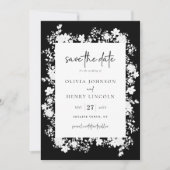 Minimalistisch wit bloemen opslaan van de datum fo kaart (Voorkant)