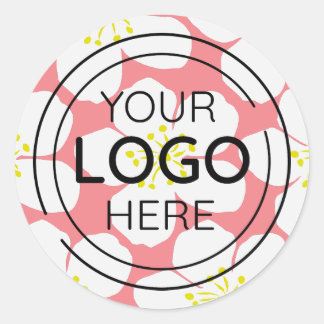 Minimalistisch wit bloemmotief ronde sticker