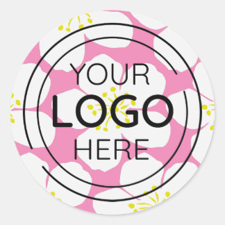 Minimalistisch wit bloemmotief ronde sticker