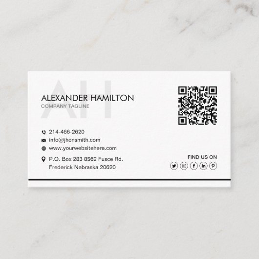 minimalistisch, wit, eenvoudig, professioneel, boh visitekaartje (Voorkant)