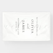 Minimalistisch Wit Elegant Script Wedding Welkom Spandoek (Horizontaal)