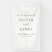 Minimalistisch Wit Elegant Script Wedding Welkom Spandoek (Verticaal)