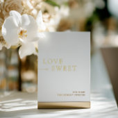 Minimalistisch wit en goud dessert tafelteken folie uitnodiging