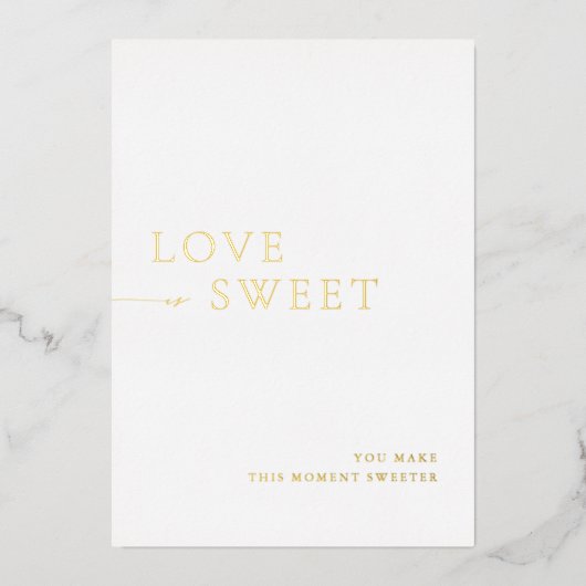 Minimalistisch wit en goud dessert tafelteken folie uitnodiging (Voorkant)