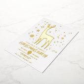 Minimalistisch wit en goud elegante herten kerstfe folie uitnodiging (Gedraaid)