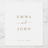 Minimalistisch wit en gouden bruiloft/Verloving Wijn Etiket (Enkel label)