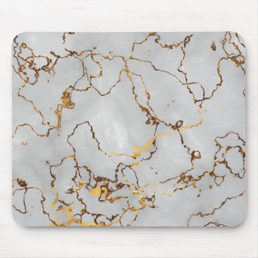 Minimalistisch wit en gouden marmer muismat (Voorkant)