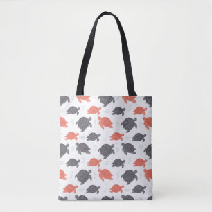 Minimalistisch wit en grijs zeeschildpadpatroon draagtas