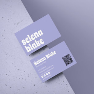 Minimalistisch wit en paarse Moderne QR-code Visitekaartje