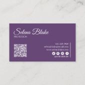 Minimalistisch wit en Paarse | Moderne QR-code Visitekaartje (Achterkant)