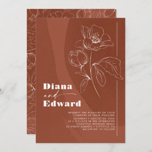 Minimalistisch Wit en Terracotta Boho Wedding Kaart