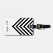 Minimalistisch wit en zwart Chevron Bagagelabel (Voorkant horizontaal)