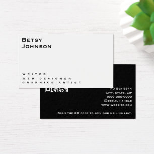 Minimalistisch Wit en Zwart Visitekaartje w QR cod