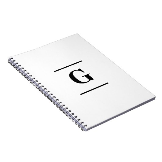 Minimalistisch wit enkelvoudig monogram notitieboek (Rechterzijde)
