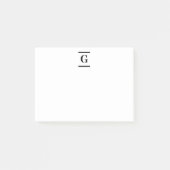 Minimalistisch wit enkelvoudig monogram post-it® notes (Voorkant)