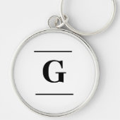 Minimalistisch wit enkelvoudig monogram sleutelhanger (Voorkant)