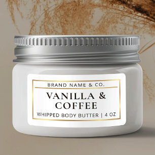 Minimalistisch Wit & Goud Body Butter Jar Product Etiket