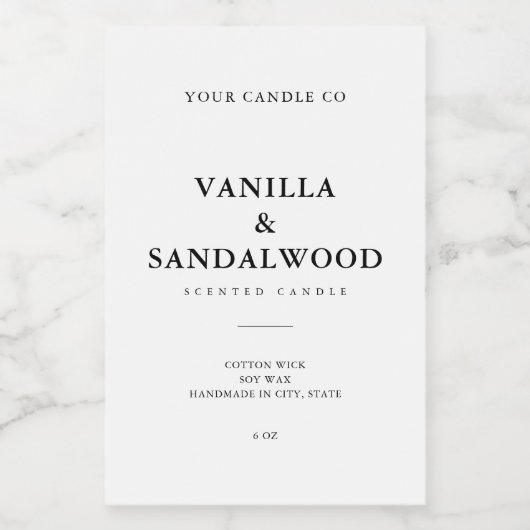 Minimalistisch wit kaarsenetiket voedselcontainer etiket (Enkel label)