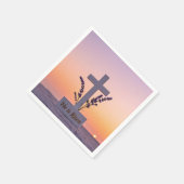 Minimalistisch wit kruis versierd met lavendel servet (Hoek)