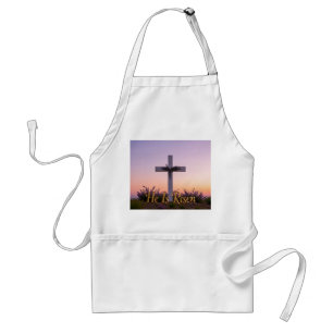 Minimalistisch wit kruis versierd met lavendel standaard schort