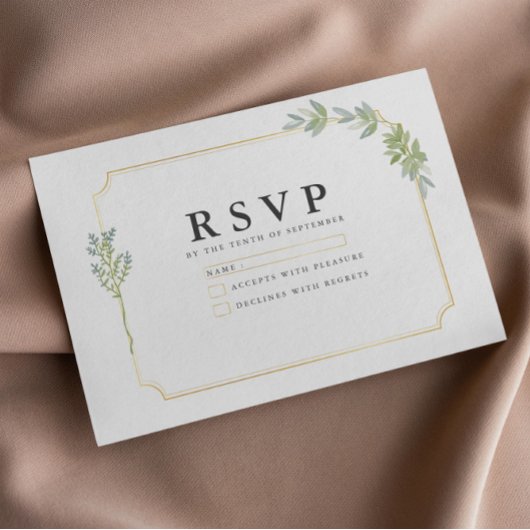 Minimalistisch wit Lijst goud RSVP Kaartje