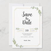Minimalistisch wit Lijst goud Save The Date (Voorkant)