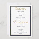 Minimalistisch wit marineblauw gouden Details Prog Kaart (Voorkant)