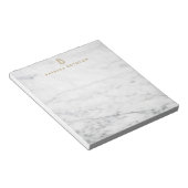 Minimalistisch wit marmer Gold monogram Notitieblok (Schuin)