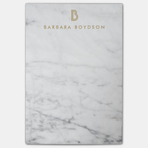 Minimalistisch wit marmer Gold monogram Post-it® Notes