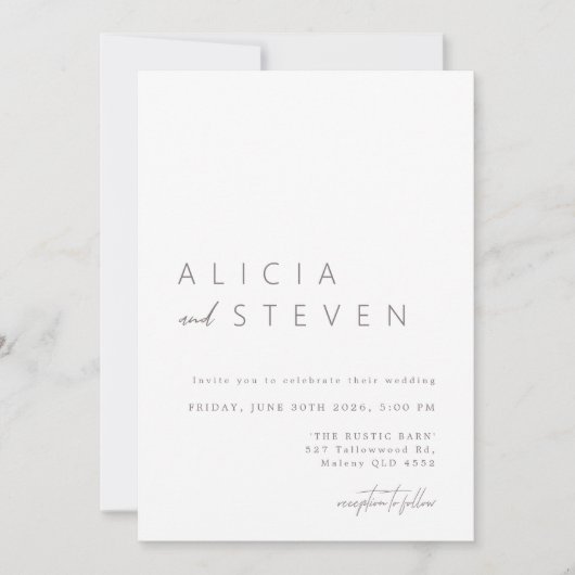 Minimalistisch wit modern alles in één bruiloft kaart