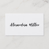 Minimalistisch wit modern handgeschreven script visitekaartje (Voorkant)