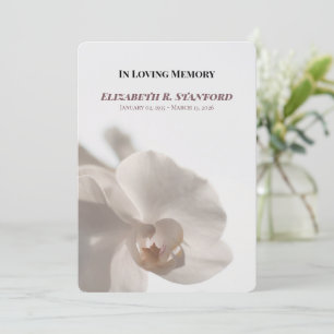 Minimalistisch wit orchideeën-herdenkingsprogramma kaart