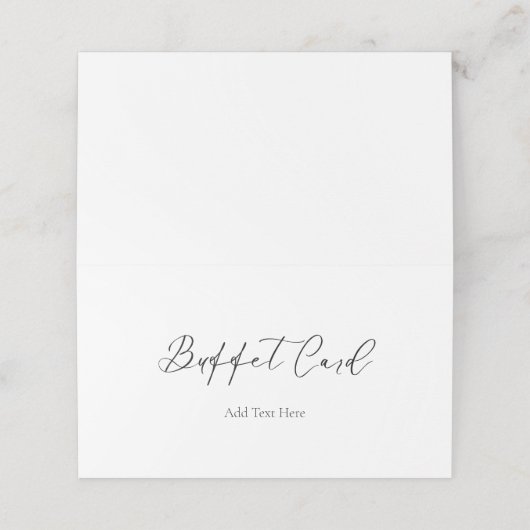 Minimalistisch wit script voedsellabel buffet Kaar (Buitenkant ongevouwen)