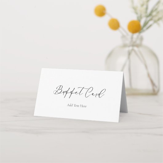 Minimalistisch wit script voedsellabel buffet Kaar (Voorkant)