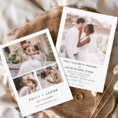 Minimalistisch Wit Weddenschap Elegant Vier Foto Kaart