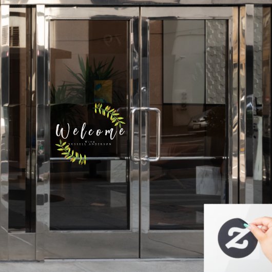 Minimalistisch wit welkom raamsticker (Kantoordeur)