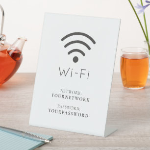 Minimalistisch wit Wi-Fi voetafdruk Reclamebord Met Voetstuk