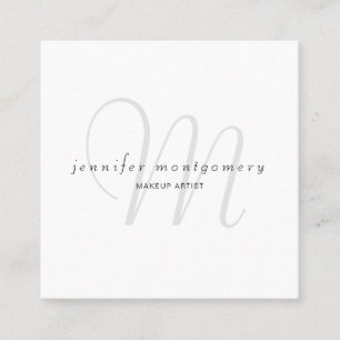 Minimalistisch Wit Zwart Grijs Monogram Vierkante Visitekaartje